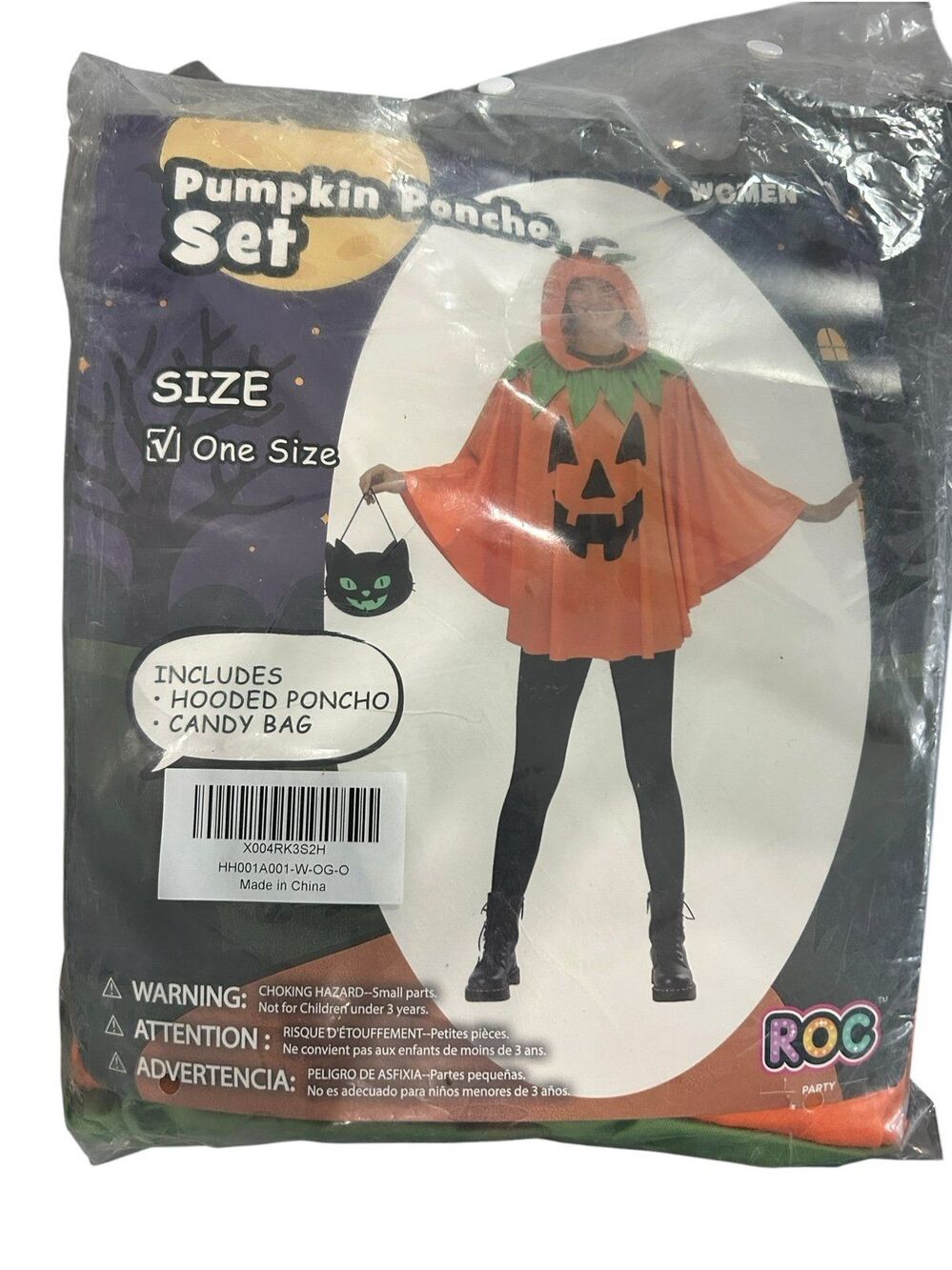 Women’s Pumpkin Poncho Set Size onesize